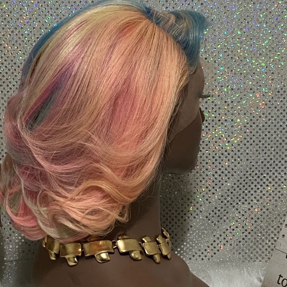 🌺 10" Rainbow Pastel 100% Human Hair Bob Wig 🌺 - Picture 7 of 8